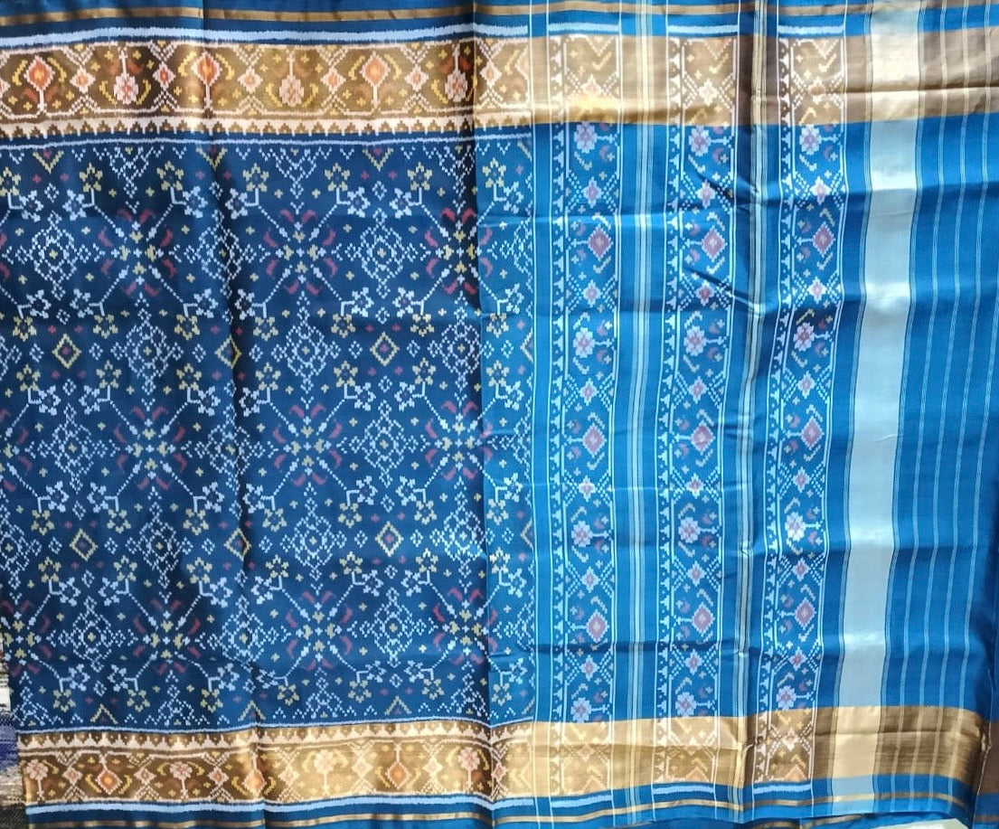 Blue Manekchowk Single Ikat Patola