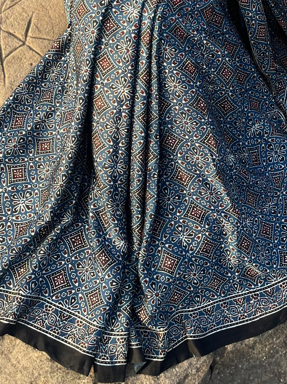 Ajrakh modal silk saree: Ready to ship