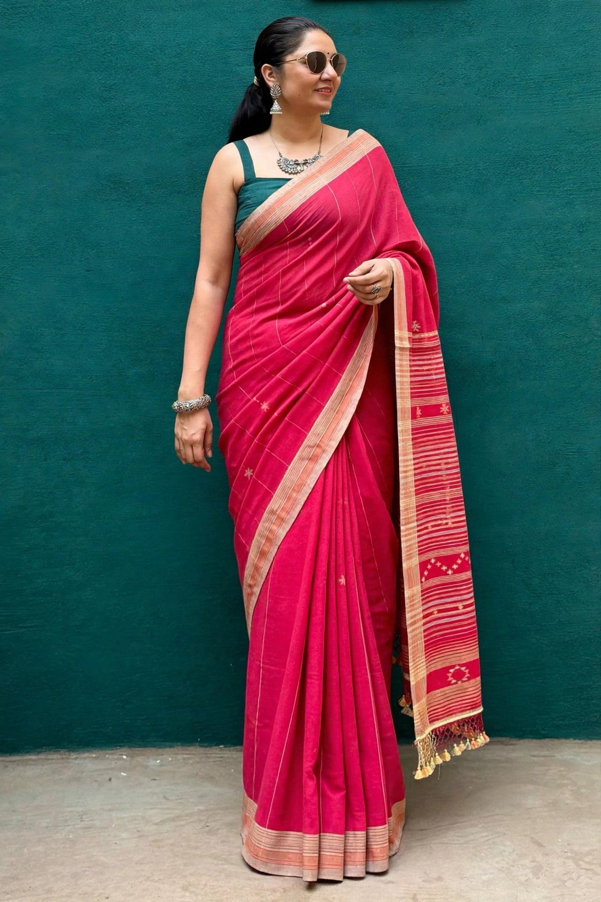 Bhujodi- Soft/Fine cotton HANDLOOM saree (subject to availability, confirm before placing an order WhatsApp no : 9136956003)