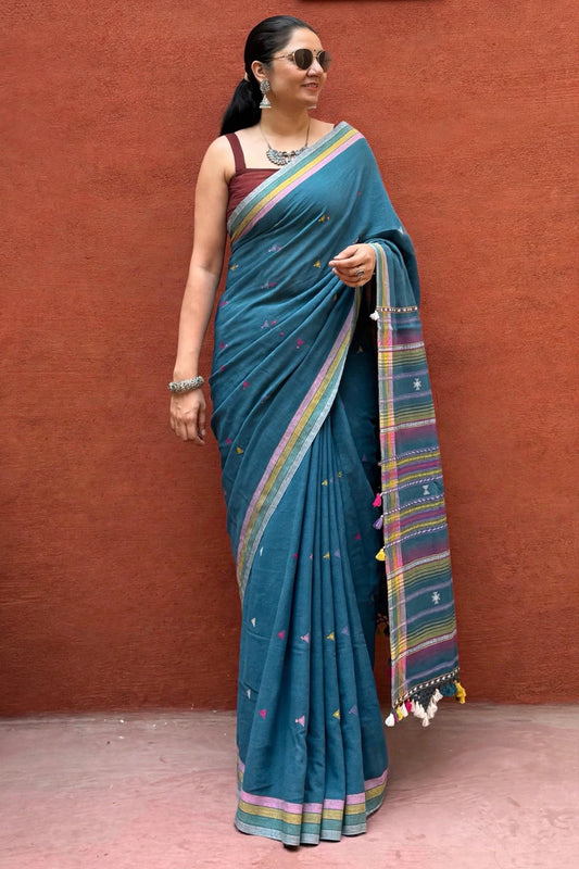 Bhujodi-Kala cotton HANDLOOM saree (subject to availability confirm before placing an order WhatsApp no : 9136956003)