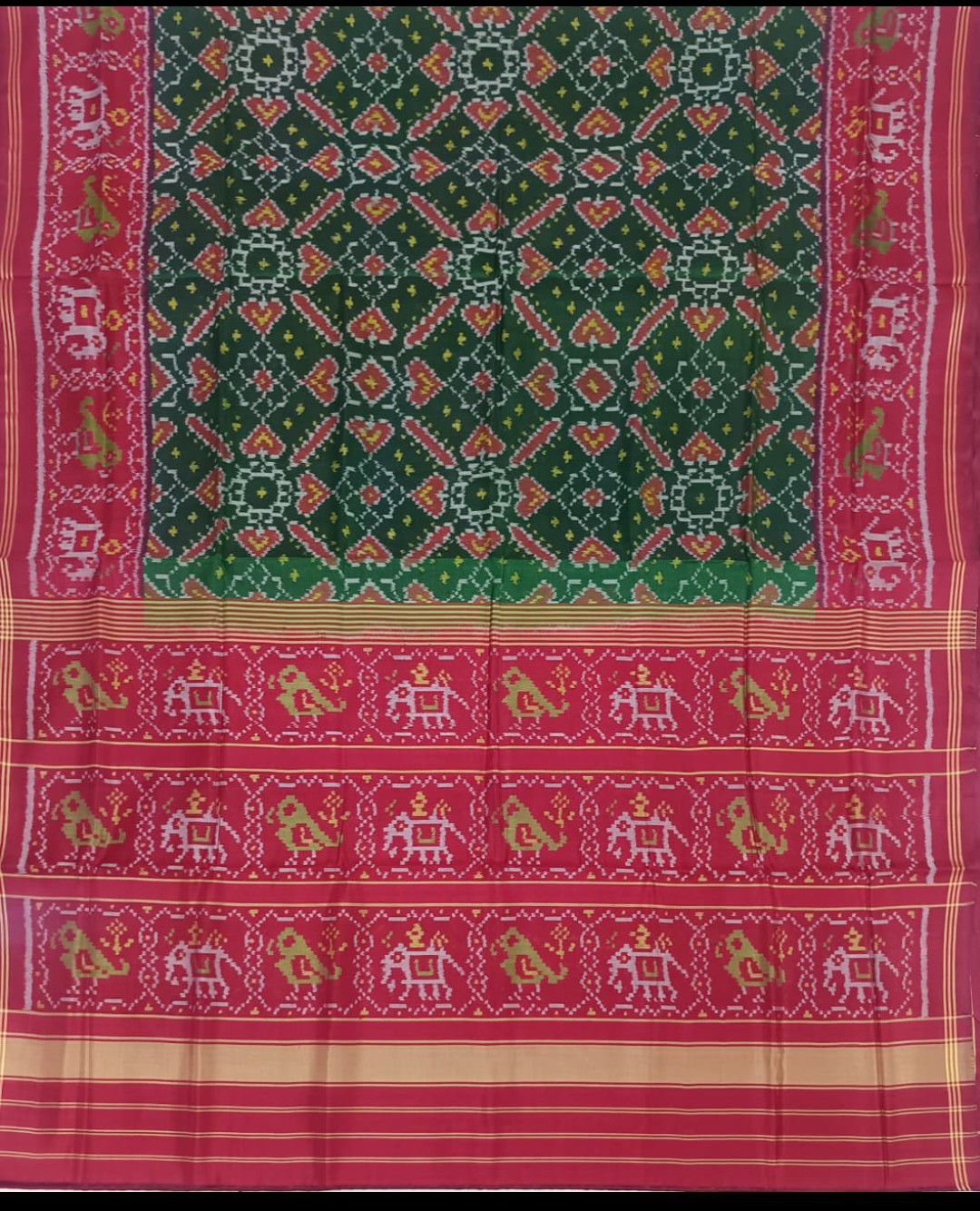 Pink & Green Single Ikat Patola