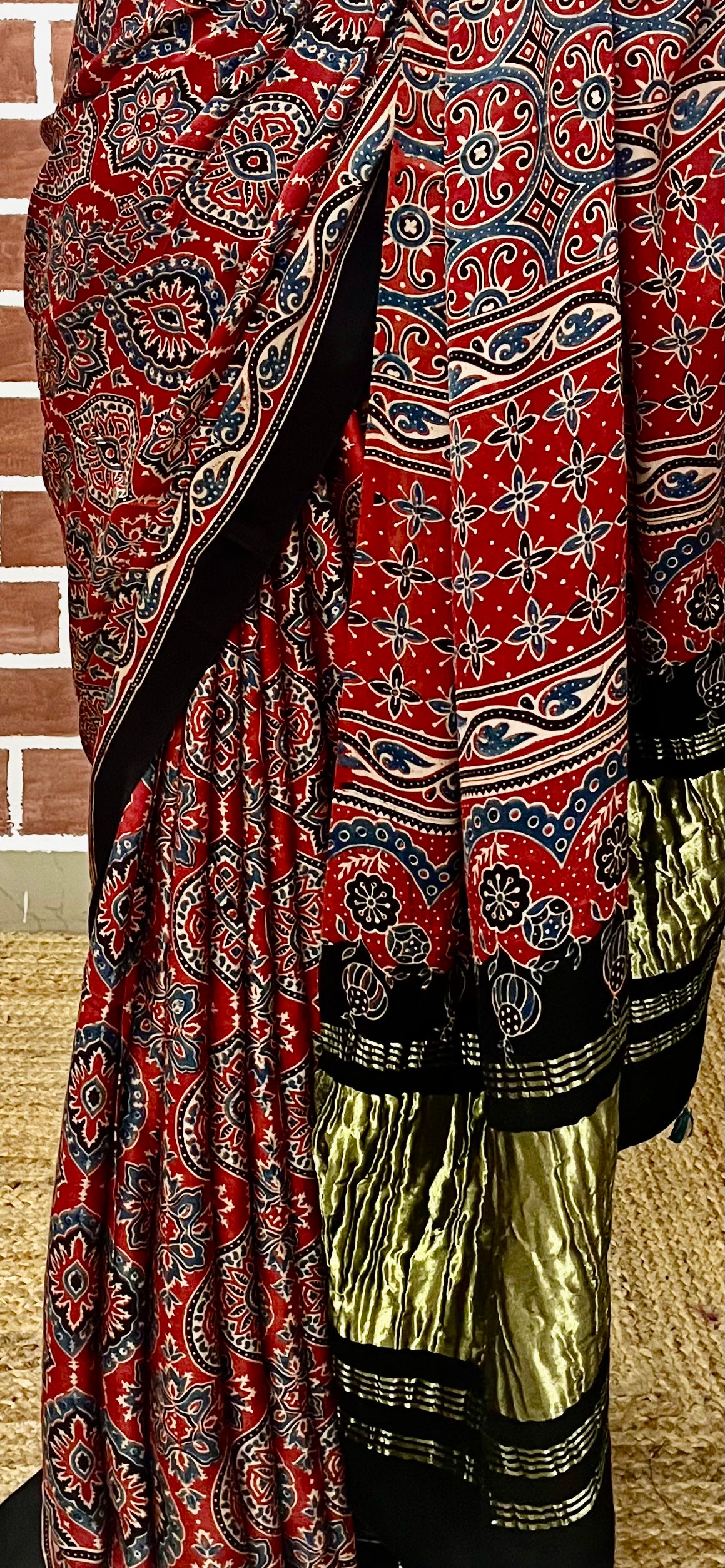 Ajrakh modal silk saree : Ready to ship