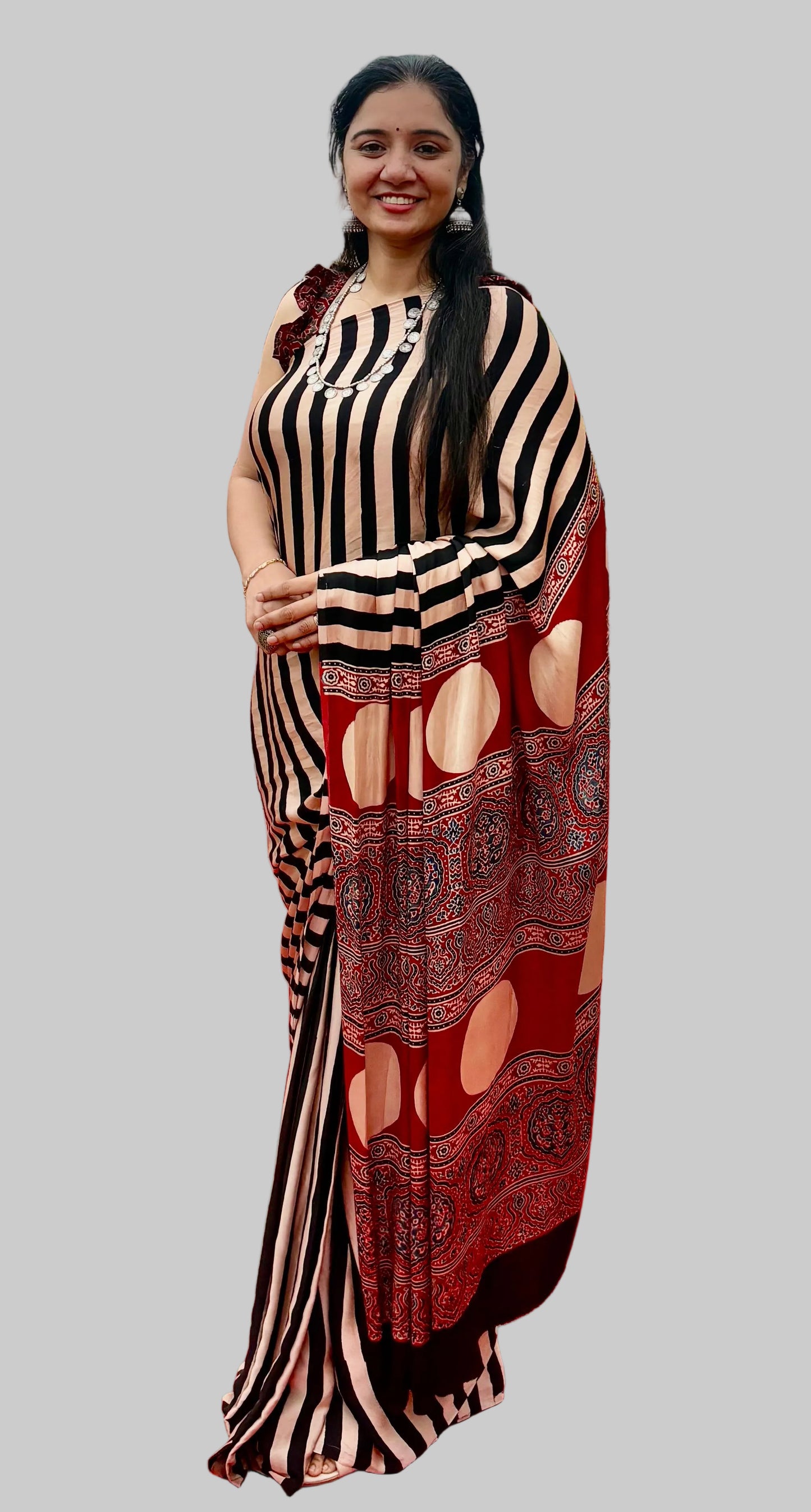 Ajrakh modal silk saree : Make to order