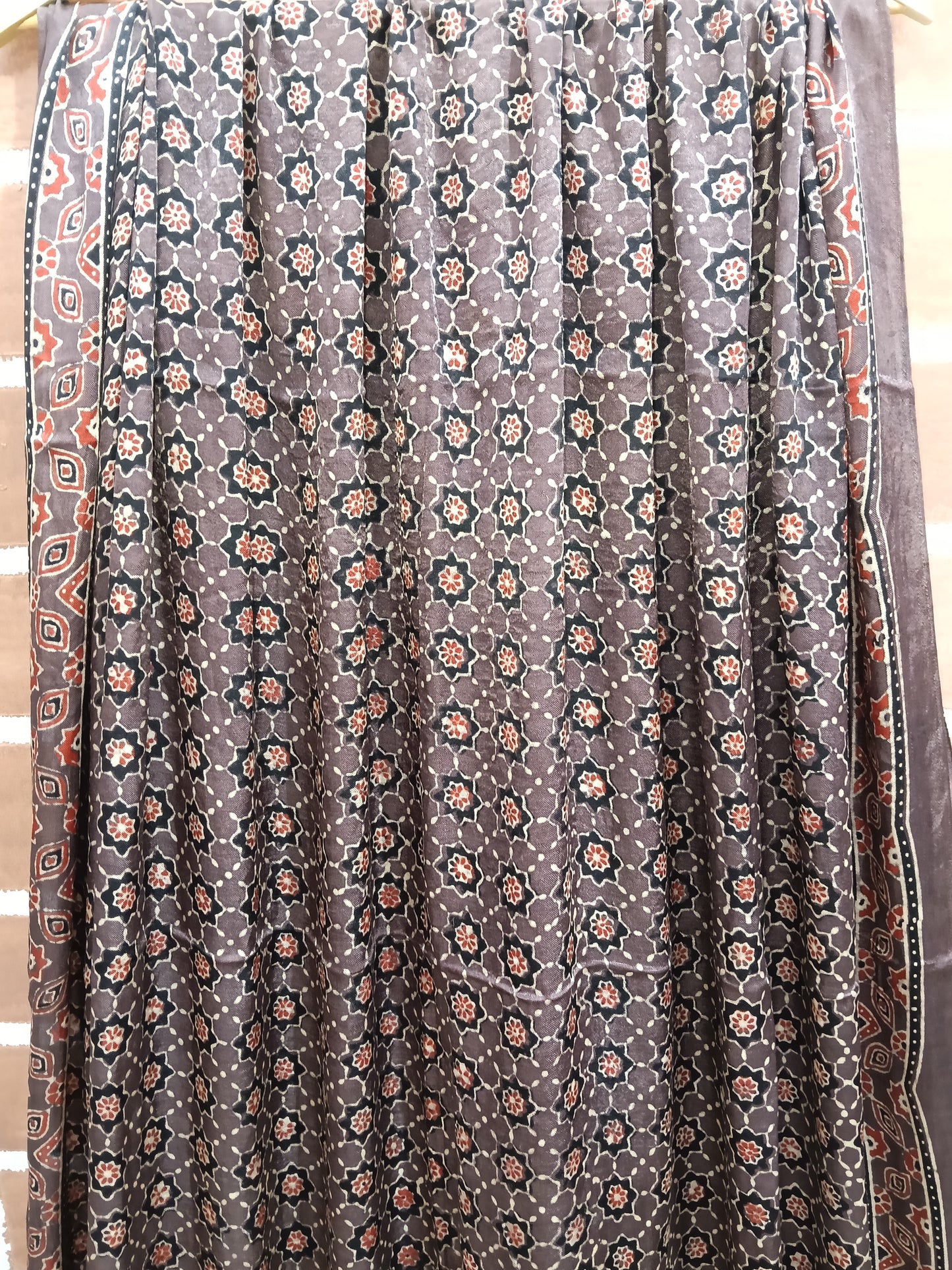 Ajrakh Modal Tissue Dupatta - Brown & Red
