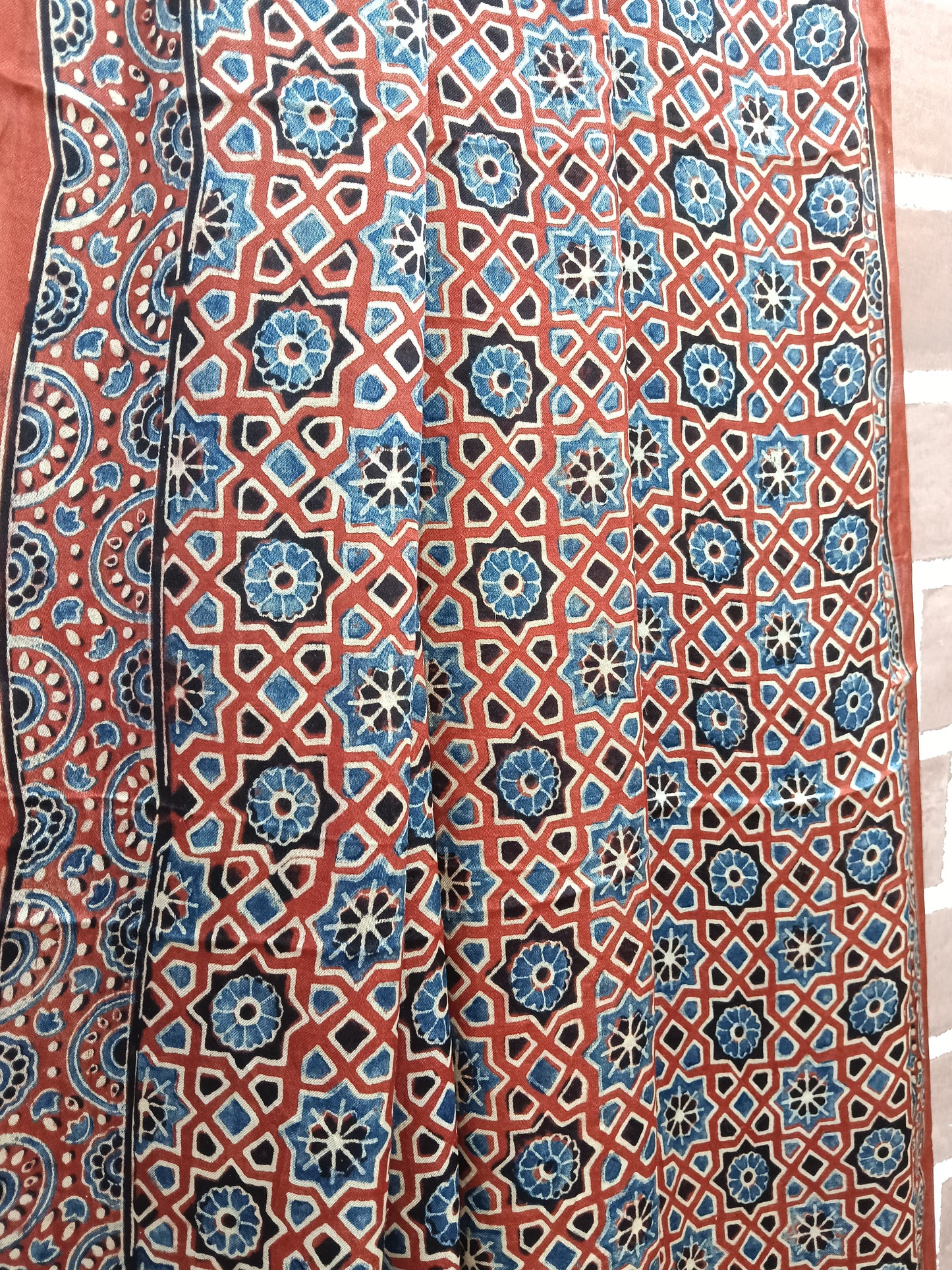 Ajrakh Modal Tissue Dupatta - Red