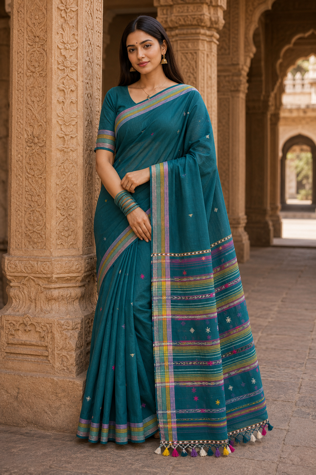 Bhujodi-Kala cotton HANDLOOM saree (subject to availability confirm before placing an order WhatsApp no : 9136956003)