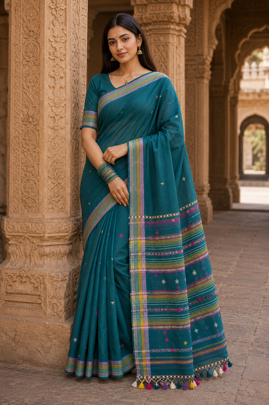 Bhujodi-Kala cotton HANDLOOM saree (subject to availability)