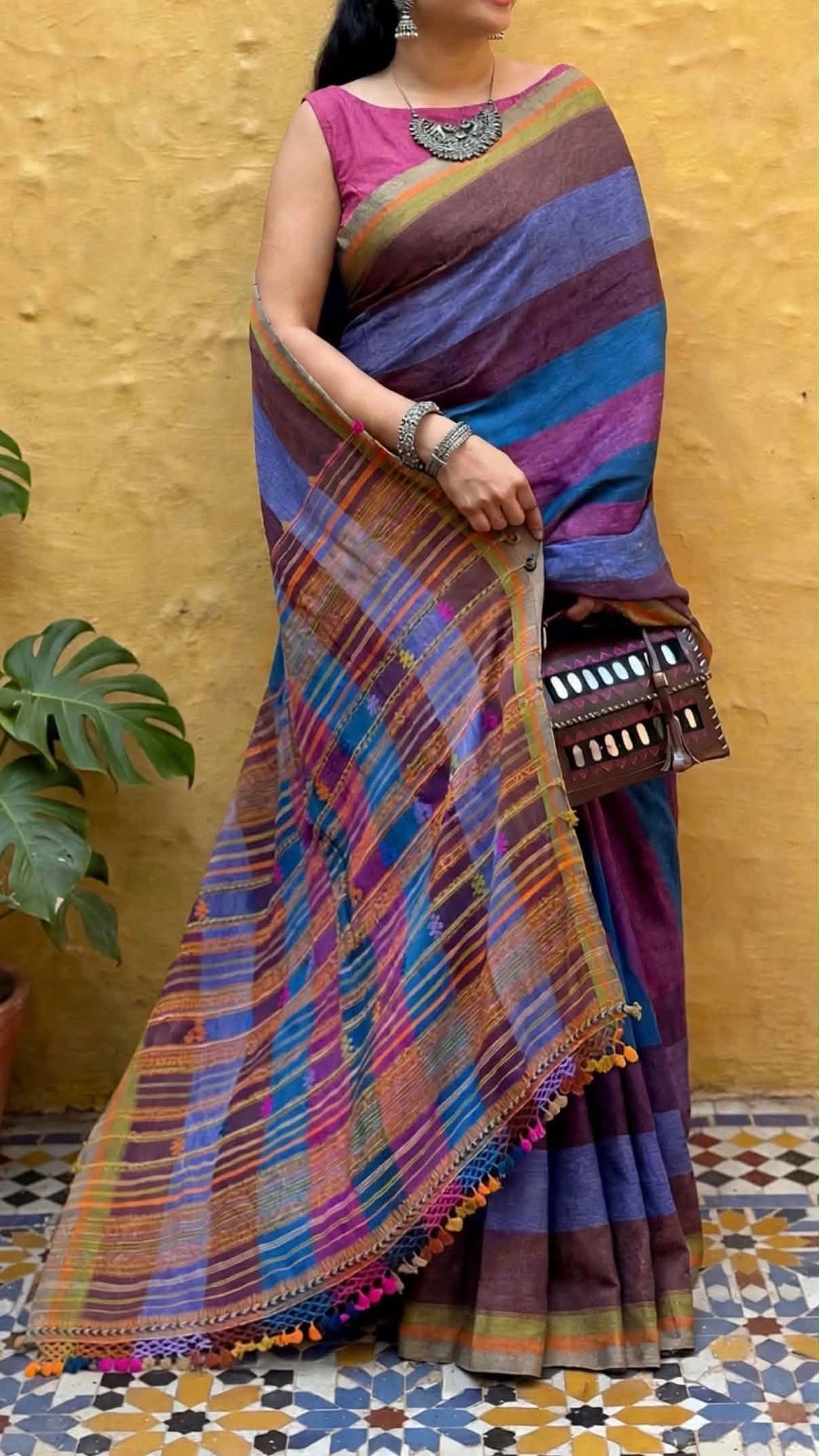 Bhujodi-Kala cotton HANDLOOM saree (subject to availability confirm before placing an order WhatsApp no : 9136956003)