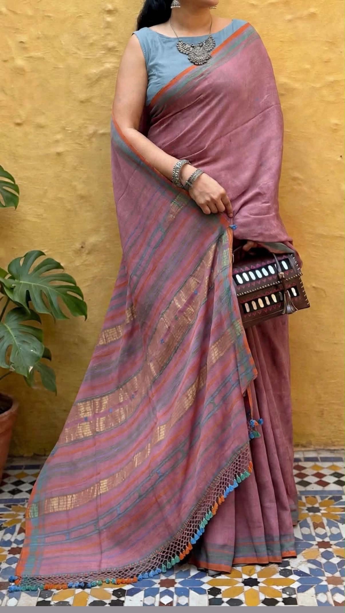 Bhujodi-Kala cotton HANDLOOM saree (subject to availability confirm before placing an order WhatsApp no : 9136956003)