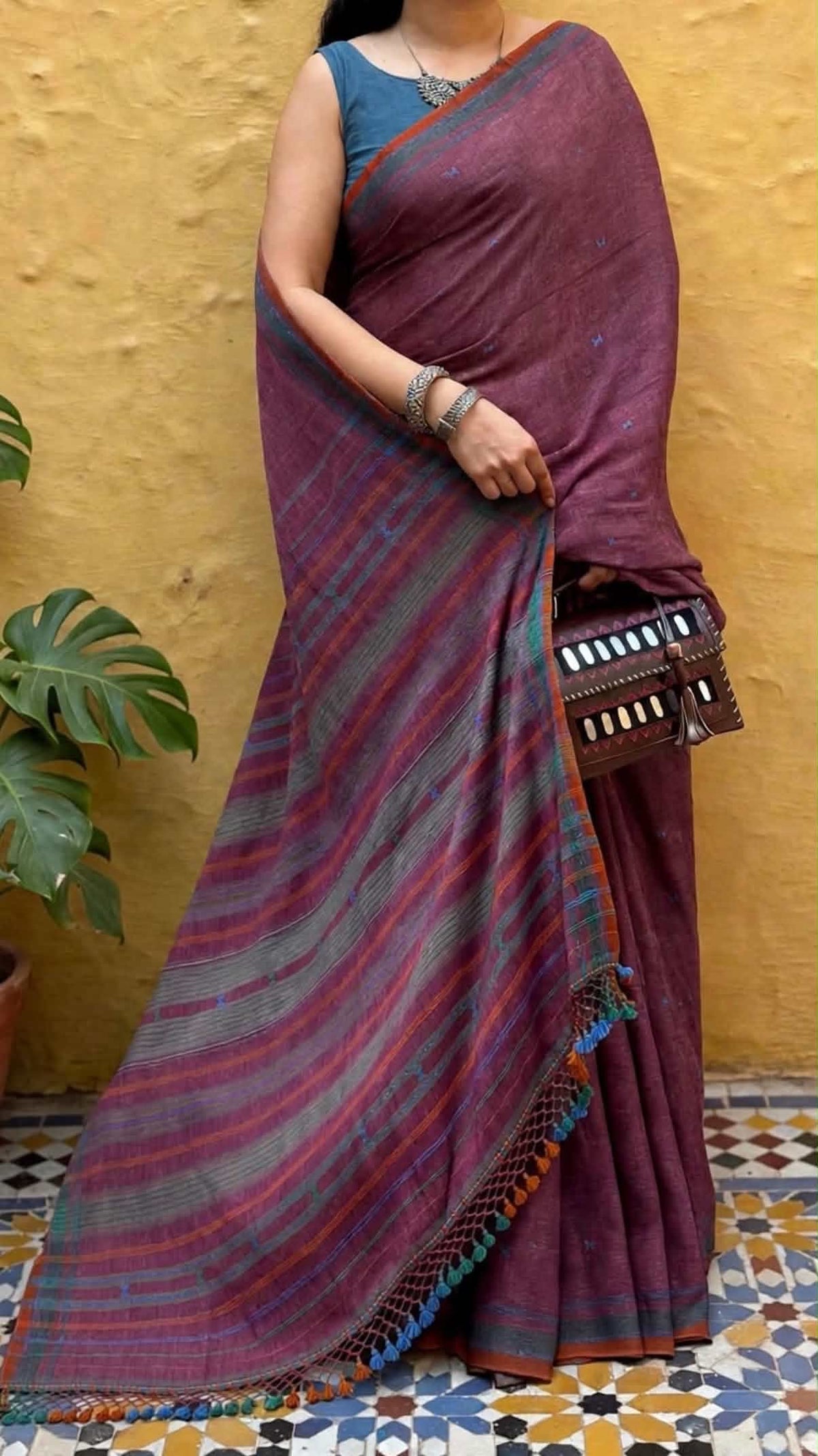 Bhujodi-Kala cotton HANDLOOM saree (subject to availability confirm before placing an order WhatsApp no : 9136956003)