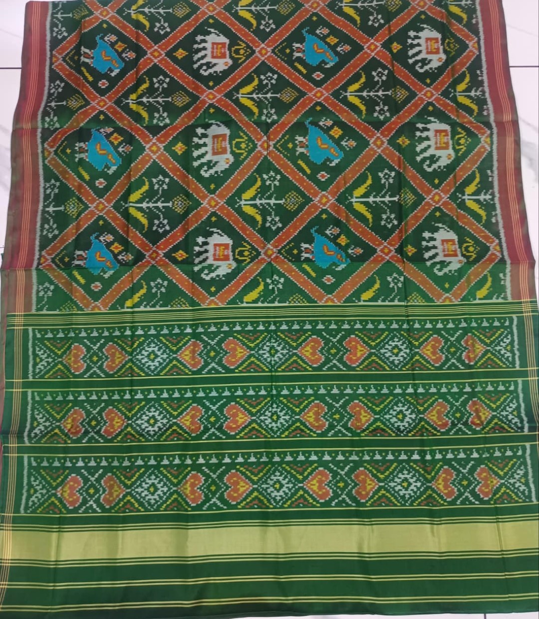 Green Single Ikat Patola