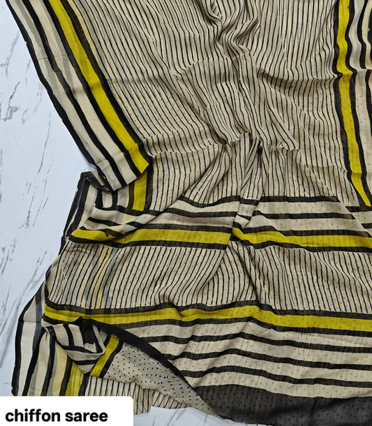 Chiffon Handblock Printed Saree : Availablility up on production