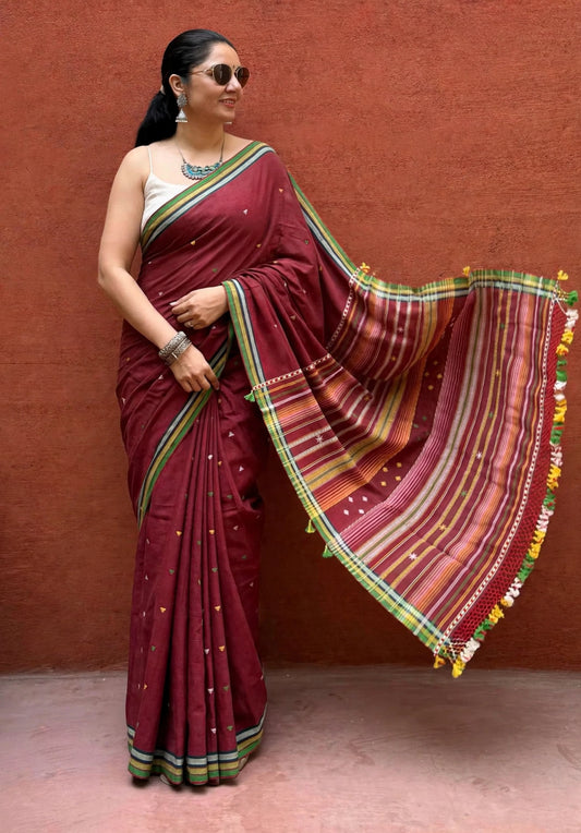 Bhujodi-Kala cotton HANDLOOM saree (subject to availability confirm before placing an order WhatsApp no : 9136956003)
