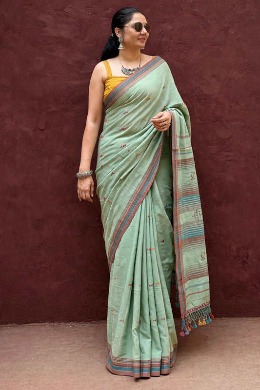 Bhujodi- Soft/Fine cotton HANDLOOM saree (subject to availability, confirm before placing an order WhatsApp no : 9136956003)