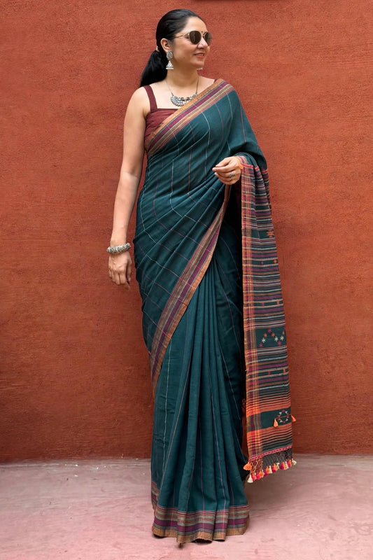 Bhujodi-Kala cotton HANDLOOM saree (subject to availability confirm before placing an order WhatsApp no : 9136956003)