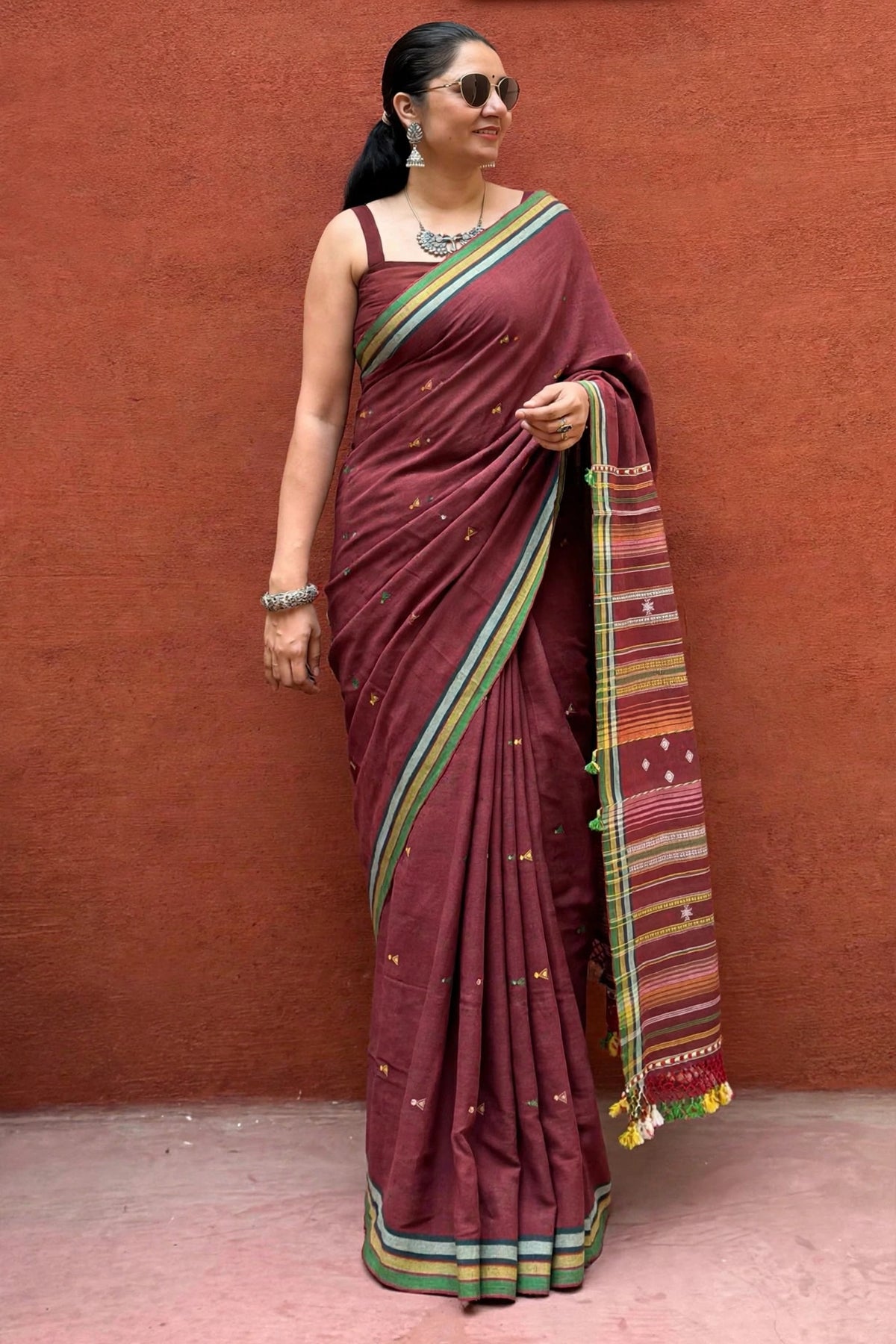 Bhujodi-Kala cotton HANDLOOM saree (subject to availability confirm before placing an order WhatsApp no : 9136956003)