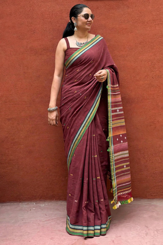 Bhujodi-Kala cotton HANDLOOM saree (subject to availability confirm before placing an order WhatsApp no : 9136956003)