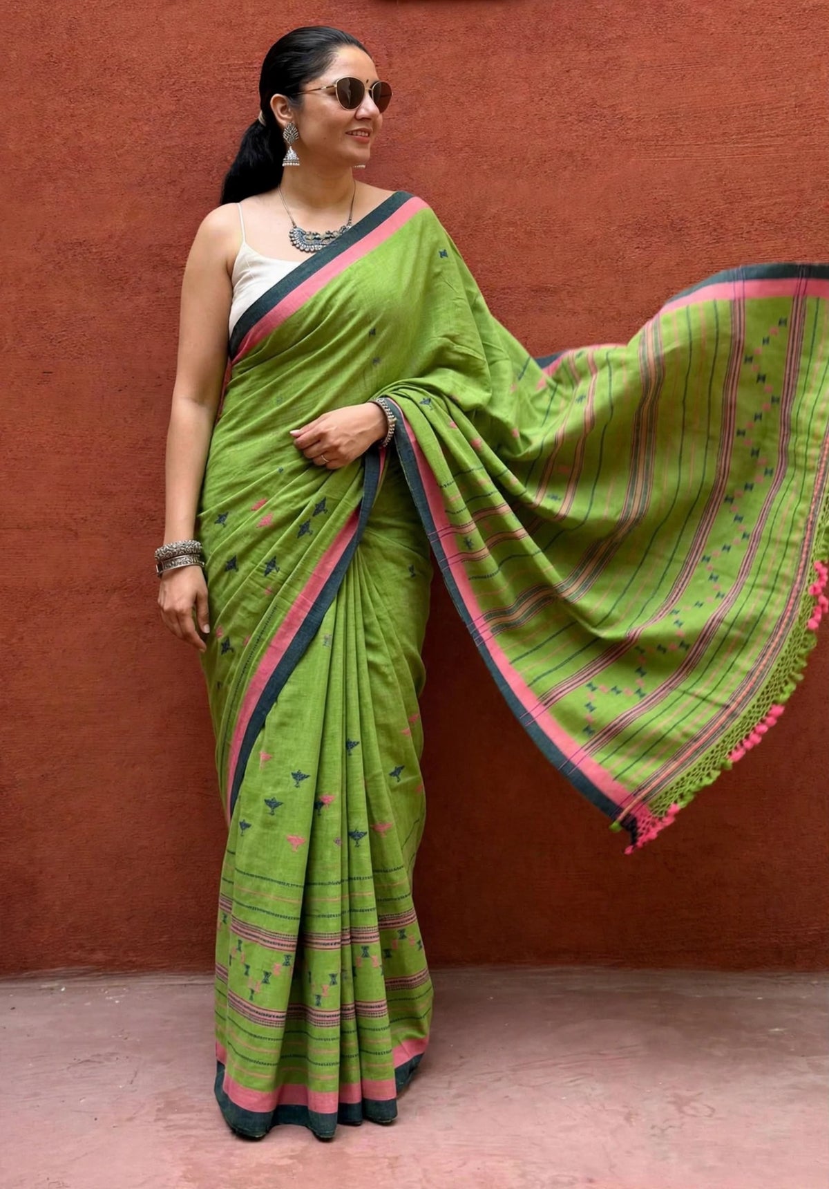 Bhujodi-Kala cotton HANDLOOM saree (subject to availability, confirm before placing an order WhatsApp no : 9136956003)