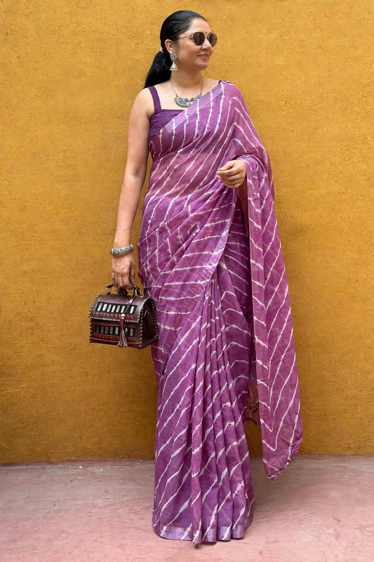 Laheriya Chiffon saree: Ready to ship