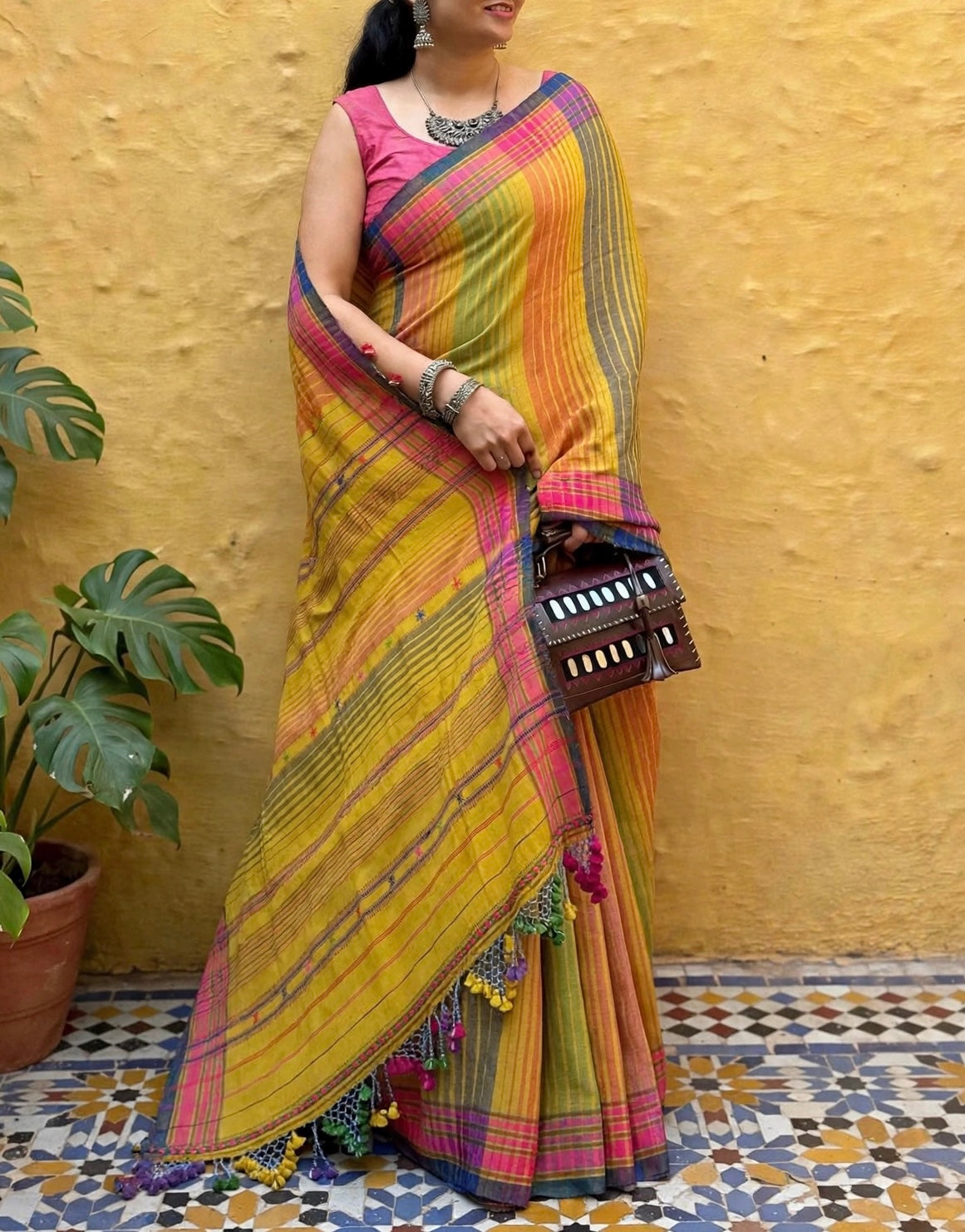 Bhujodi-Kala cotton HANDLOOM saree (subject to availability confirm before placing an order WhatsApp no : 9136956003)