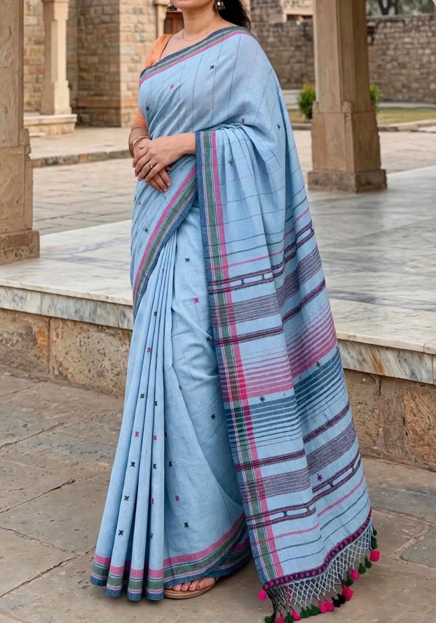 Bhujodi- Kala cotton HANDLOOM saree (subject to availability, confirm before placing an order WhatsApp no : 9136956003)