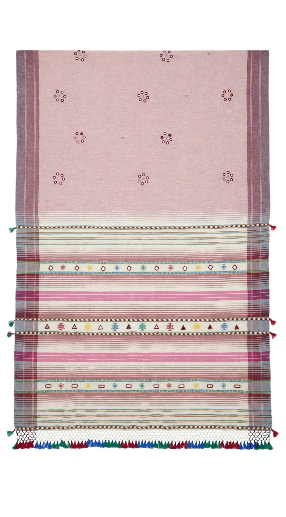 Bhujodi : Fine Kala Cotton Handloom Saree with hand stitched mirrors (check availability WhatsApp : 9136956003)