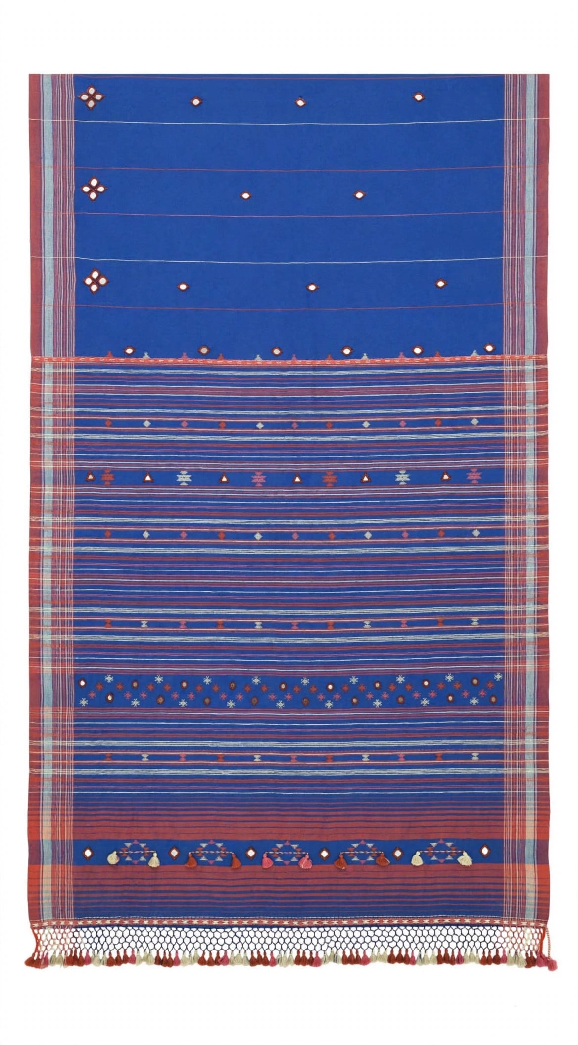 Bhujodi : Fine Kala Cotton Handloom Saree with hand stitched mirrors (check availability WhatsApp : 9136956003)