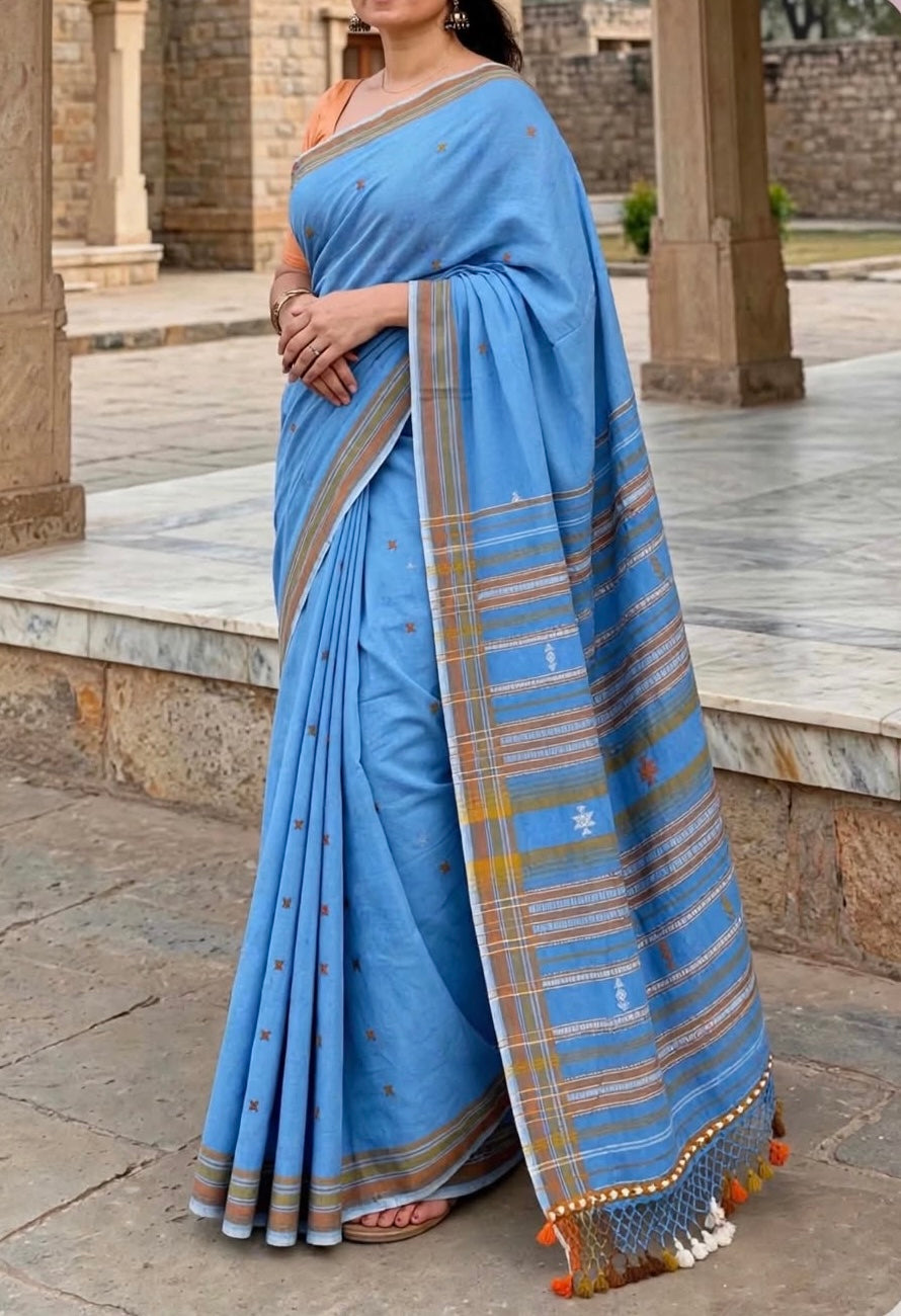 Bhujodi-Kala cotton HANDLOOM saree (subject to availability confirm before placing an order WhatsApp no : 9136956003)