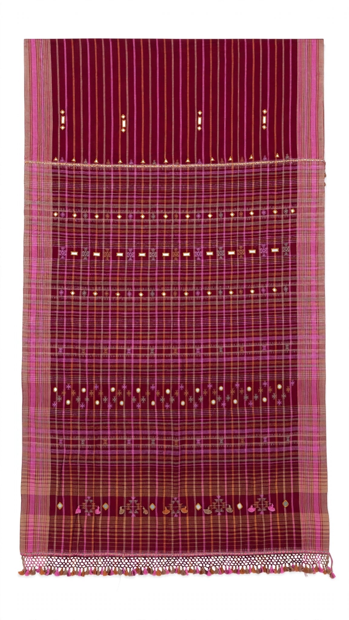 Bhujodi : Fine Kala Cotton Handloom Saree with hand stitched mirrors (check availability WhatsApp : 9136956003)