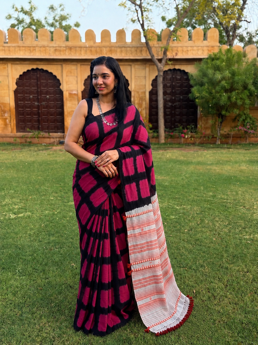 Bhujodi-Kala cotton HANDLOOM saree (subject to availability)
