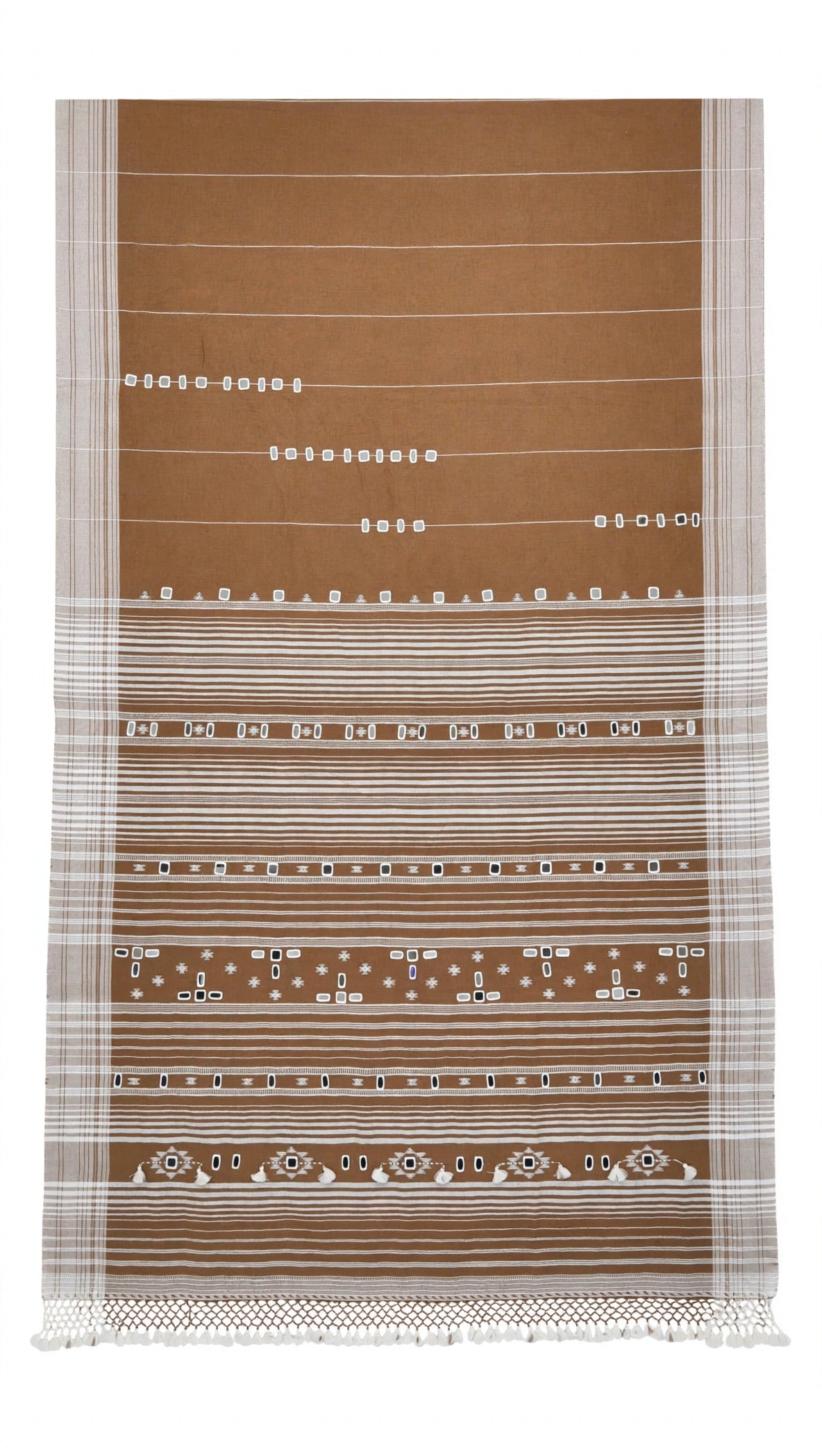 Bhujodi : Fine Kala Cotton Handloom Saree with hand stitched mirrors (check availability WhatsApp : 9136956003)