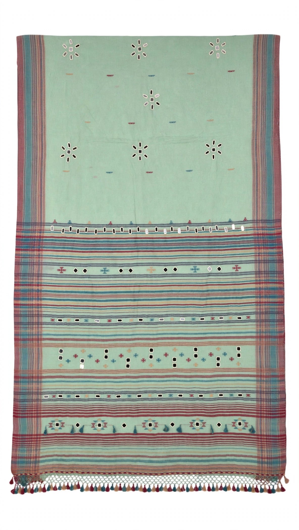 Bhujodi : Fine Kala Cotton Handloom Saree with hand stitched mirrors (check availability WhatsApp : 9136956003)