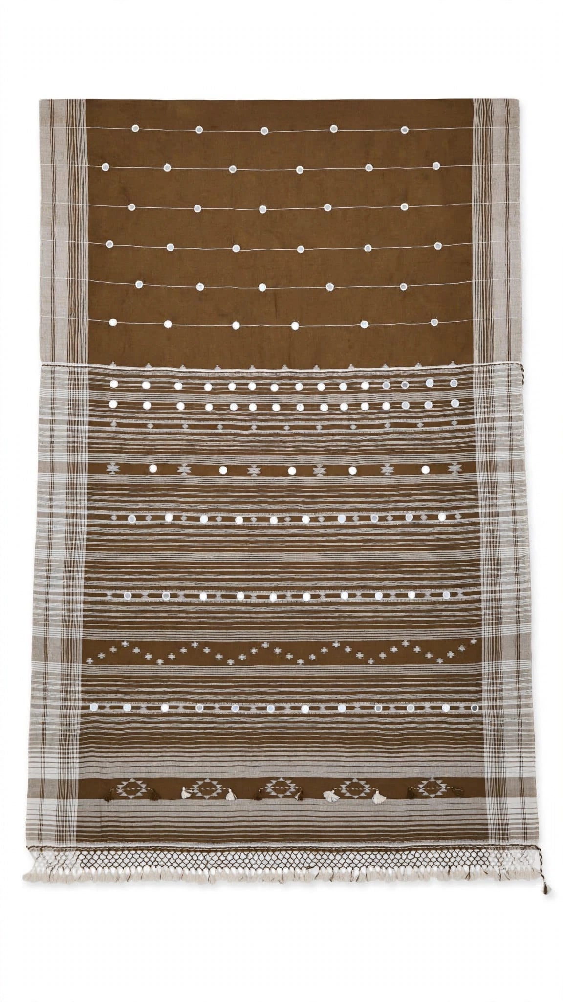 Bhujodi : Fine Kala Cotton Handloom Saree with hand stitched mirrors (check availability WhatsApp : 9136956003)