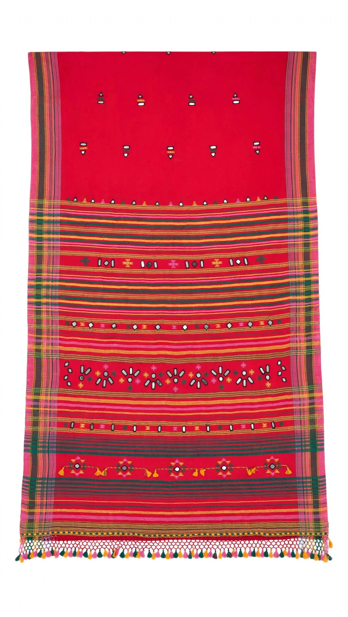 Bhujodi : Fine Kala Cotton Handloom Saree with hand stitched mirrors (check availability WhatsApp : 9136956003)