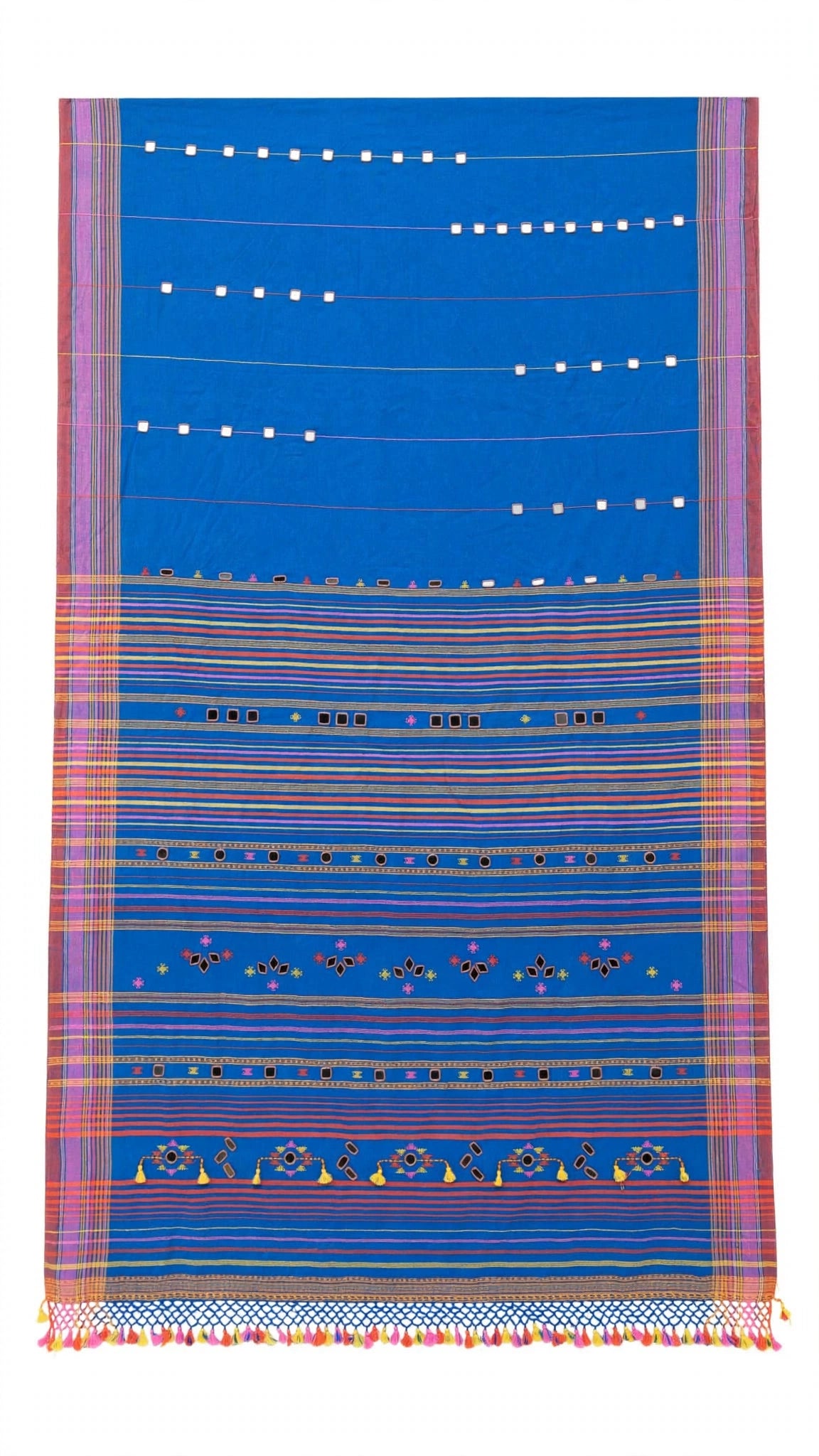 Bhujodi : Fine Kala Cotton Handloom Saree with hand stitched mirrors (check availability WhatsApp : 9136956003)