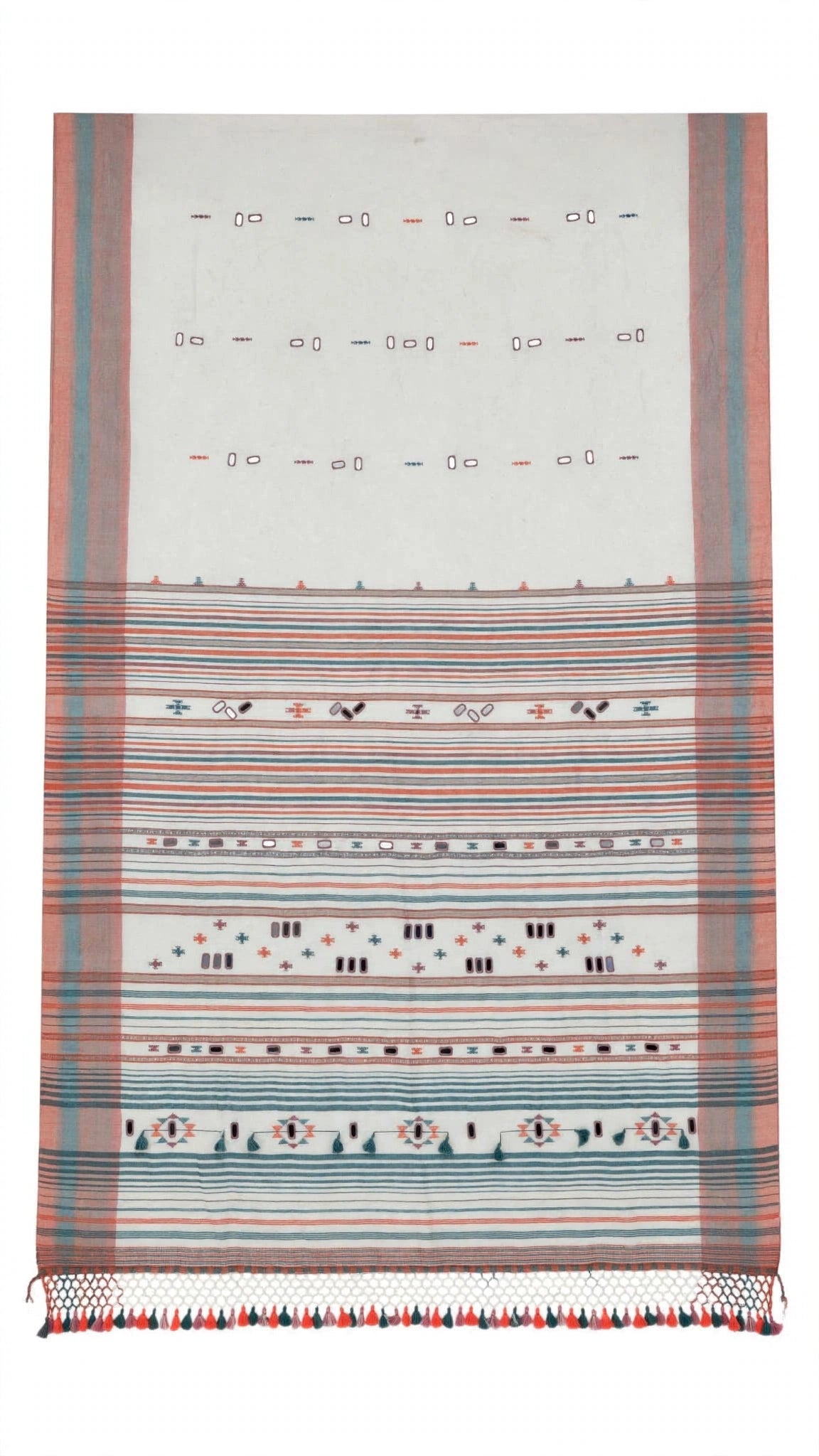 Bhujodi : Fine Kala Cotton Handloom Saree with hand stitched mirrors (check availability WhatsApp : 9136956003)