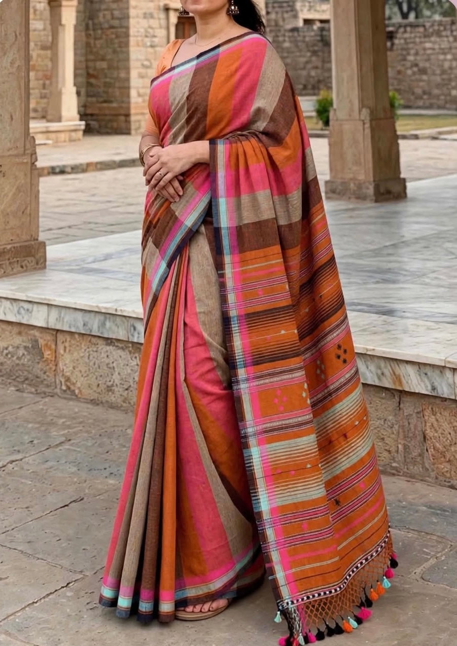 Bhujodi-Kala cotton HANDLOOM saree (subject to availability confirm before placing an order WhatsApp no : 9136956003)