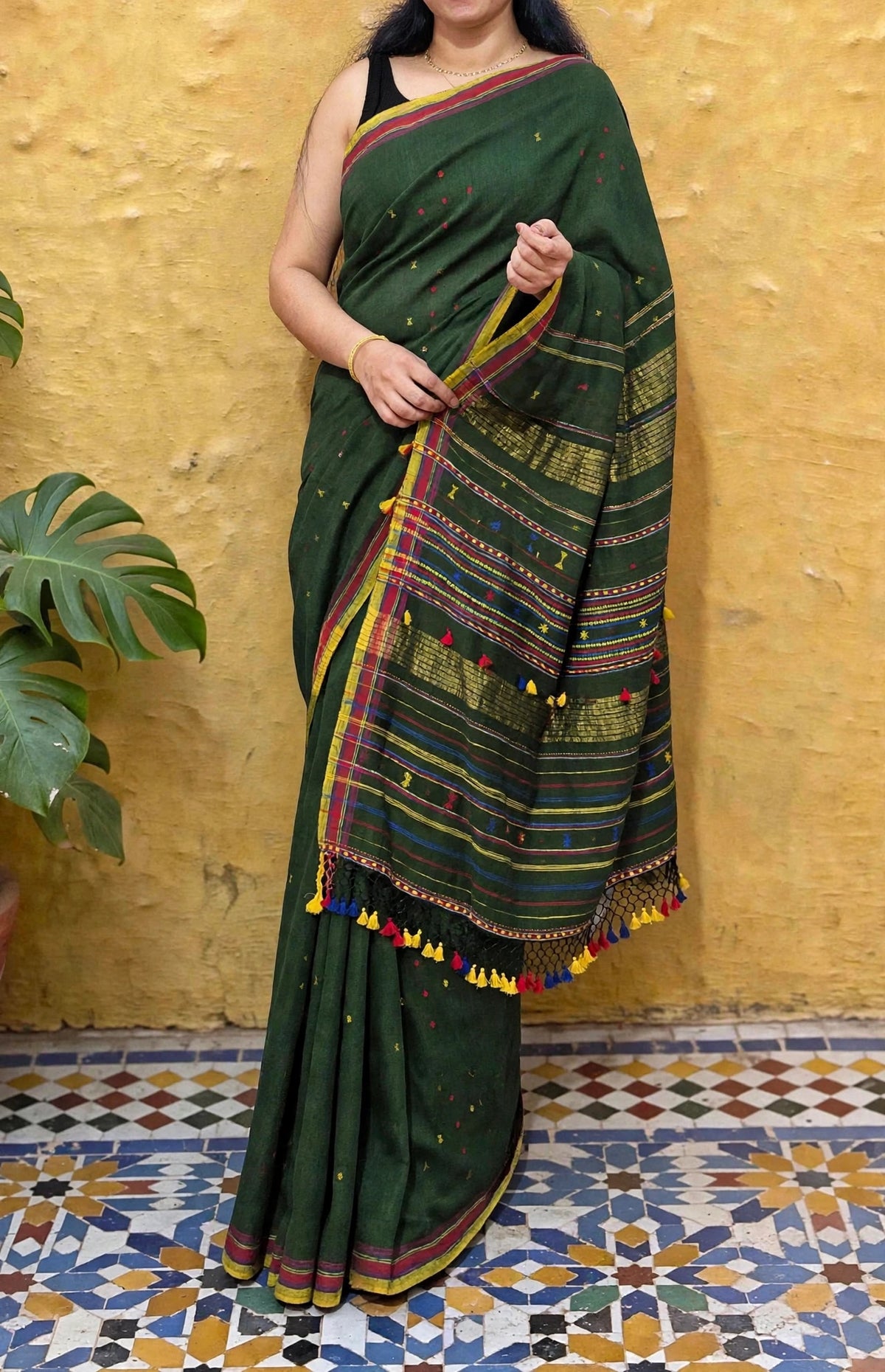 Bhujodi-Kala cotton HANDLOOM saree (subject to availability confirm before placing an order WhatsApp no : 9136956003)
