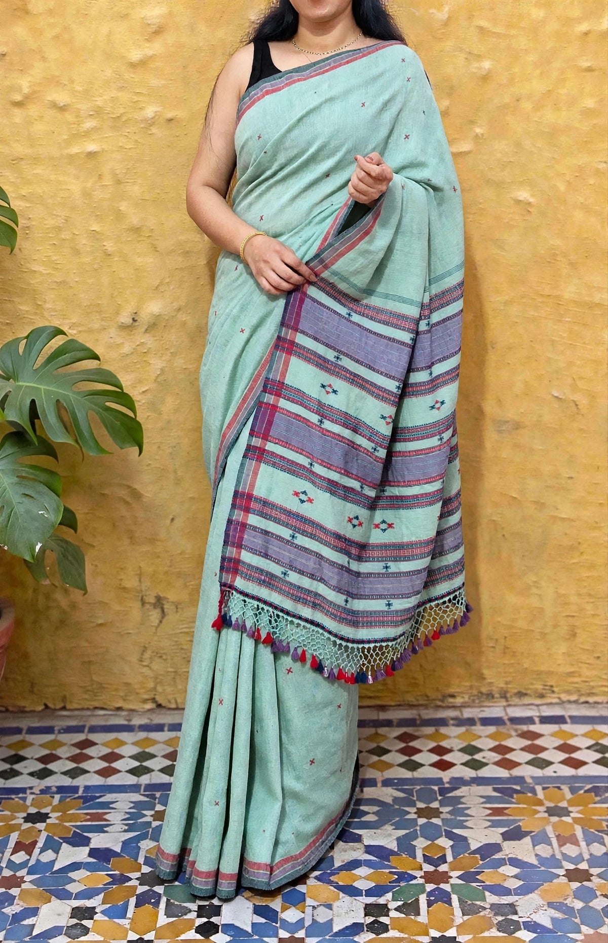 Bhujodi- Kala cotton HANDLOOM saree (subject to availability, confirm before placing an order WhatsApp no : 9136956003)