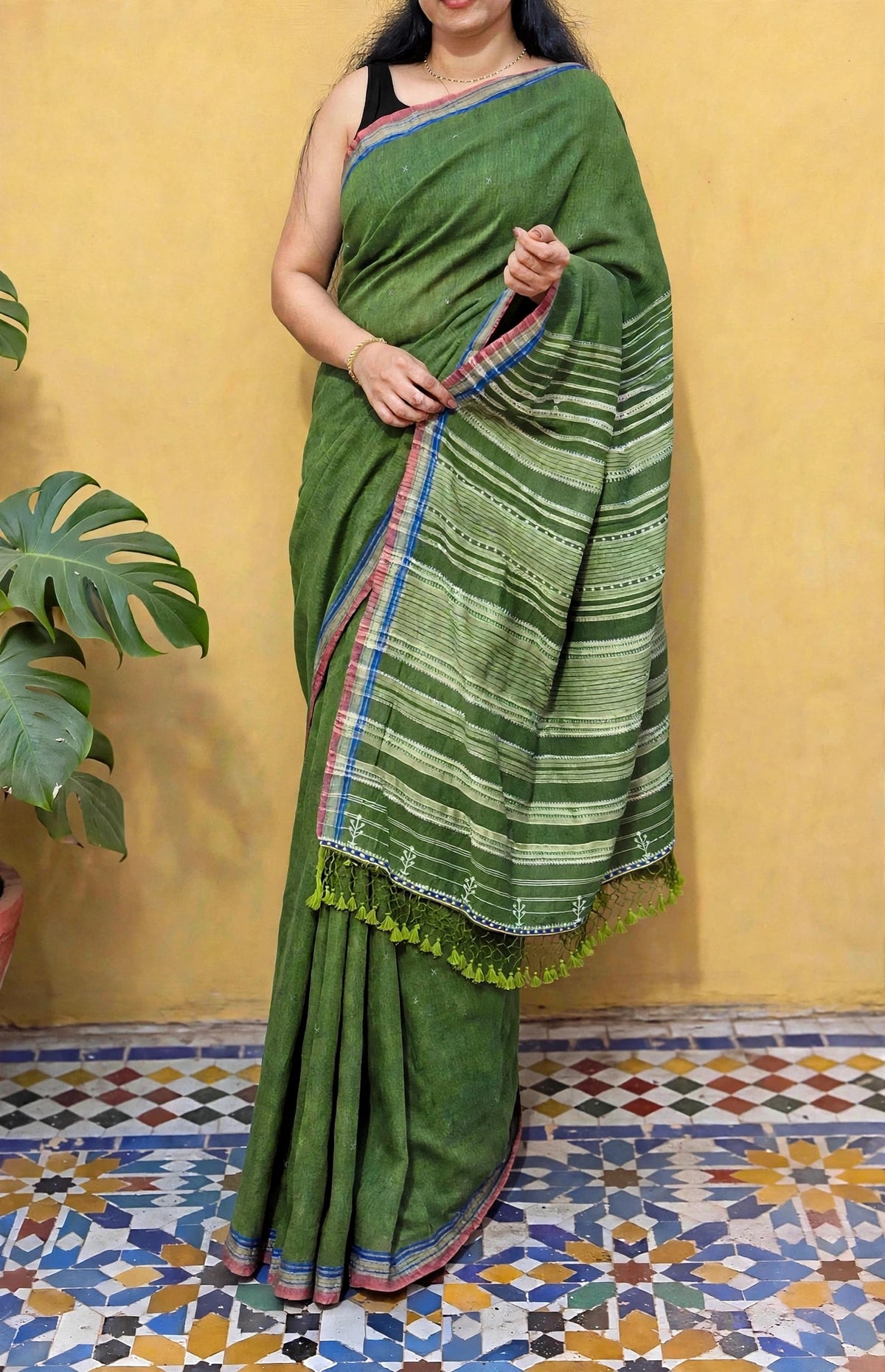 Bhujodi-Kala cotton HANDLOOM saree (subject to availability confirm before placing an order WhatsApp no : 9136956003)