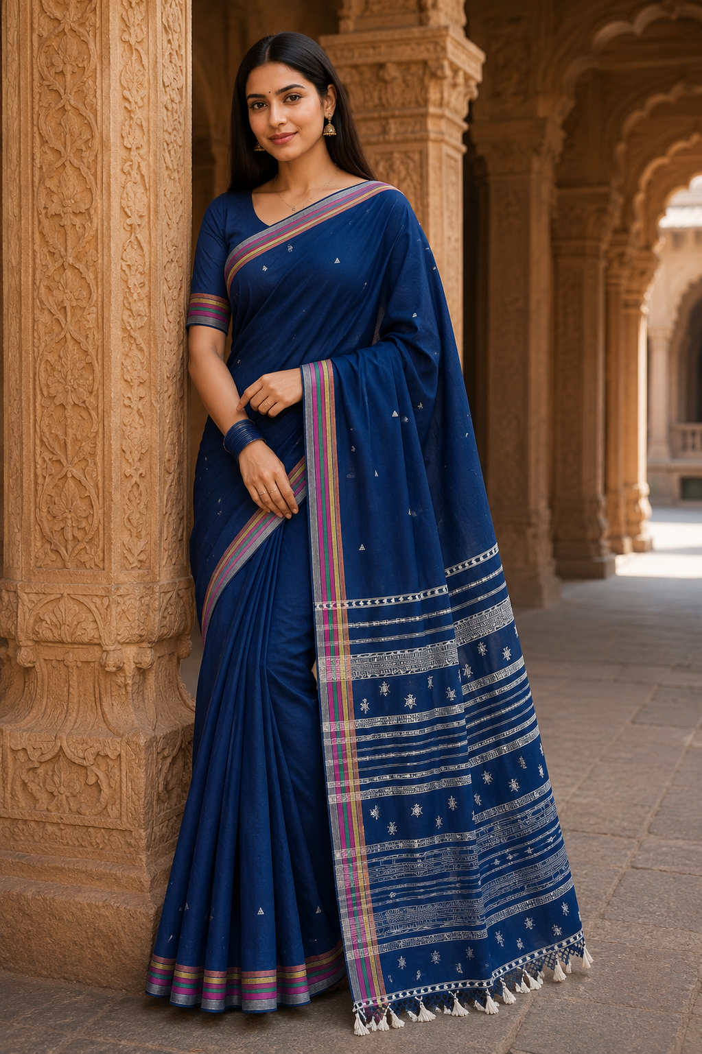 Bhujodi-Kala cotton HANDLOOM saree (subject to availability confirm before placing an order WhatsApp no : 9136956003)