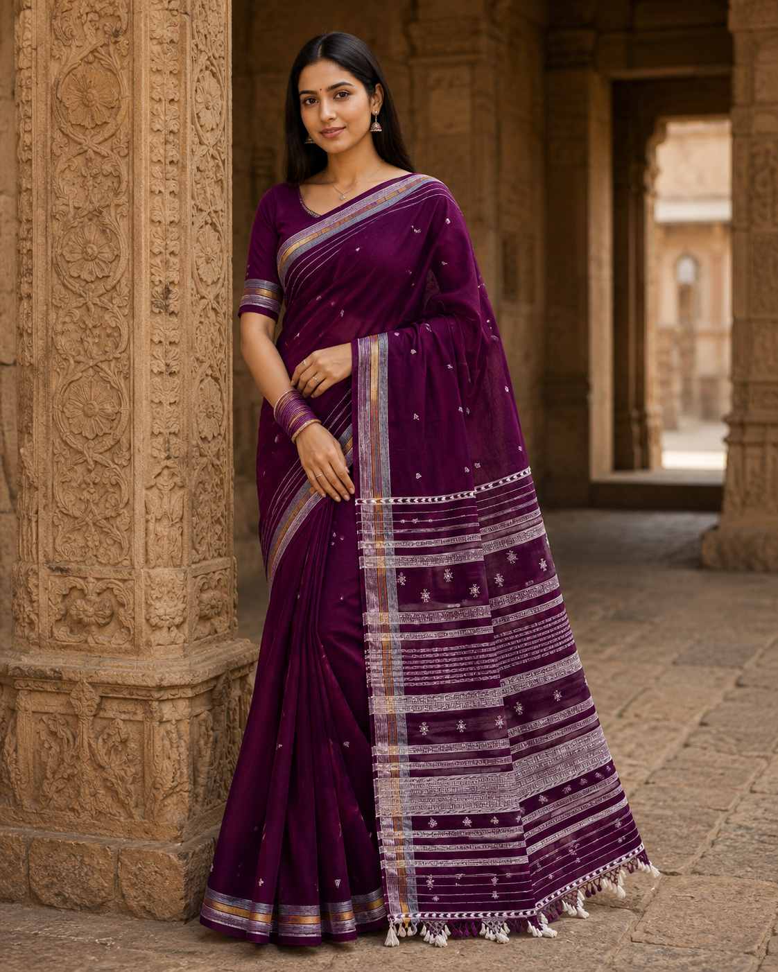 Bhujodi-Kala cotton HANDLOOM saree (subject to availability confirm before placing an order WhatsApp no : 9136956003)