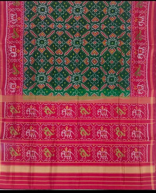 Pink & Green Single Ikat Patola