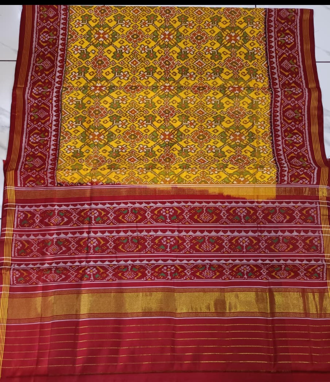 Red & Yellow Single Ikat Patola