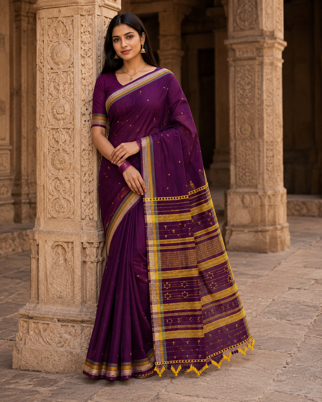 Bhujodi-Kala cotton HANDLOOM saree (subject to availability confirm before placing an order WhatsApp no : 9136956003)
