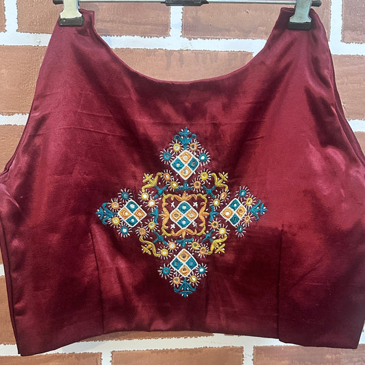 Maroon Mashru Blouse
