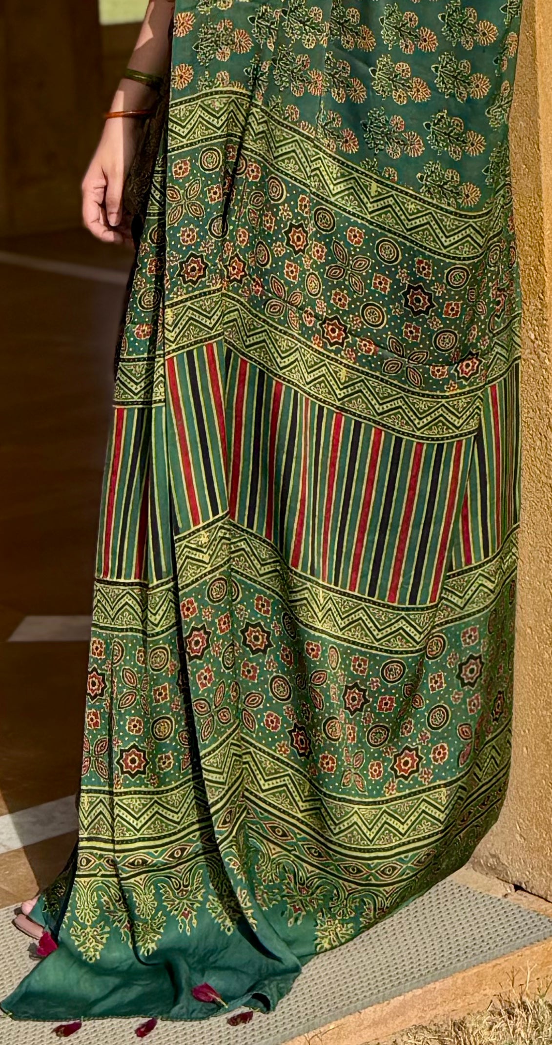 Ajrakh modal silk saree : Ready to ship in 15 to 20 days