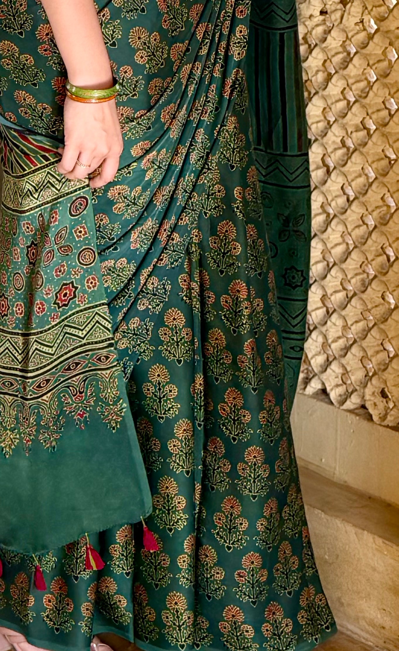 Ajrakh modal silk saree : Ready to ship in 15 to 20 days