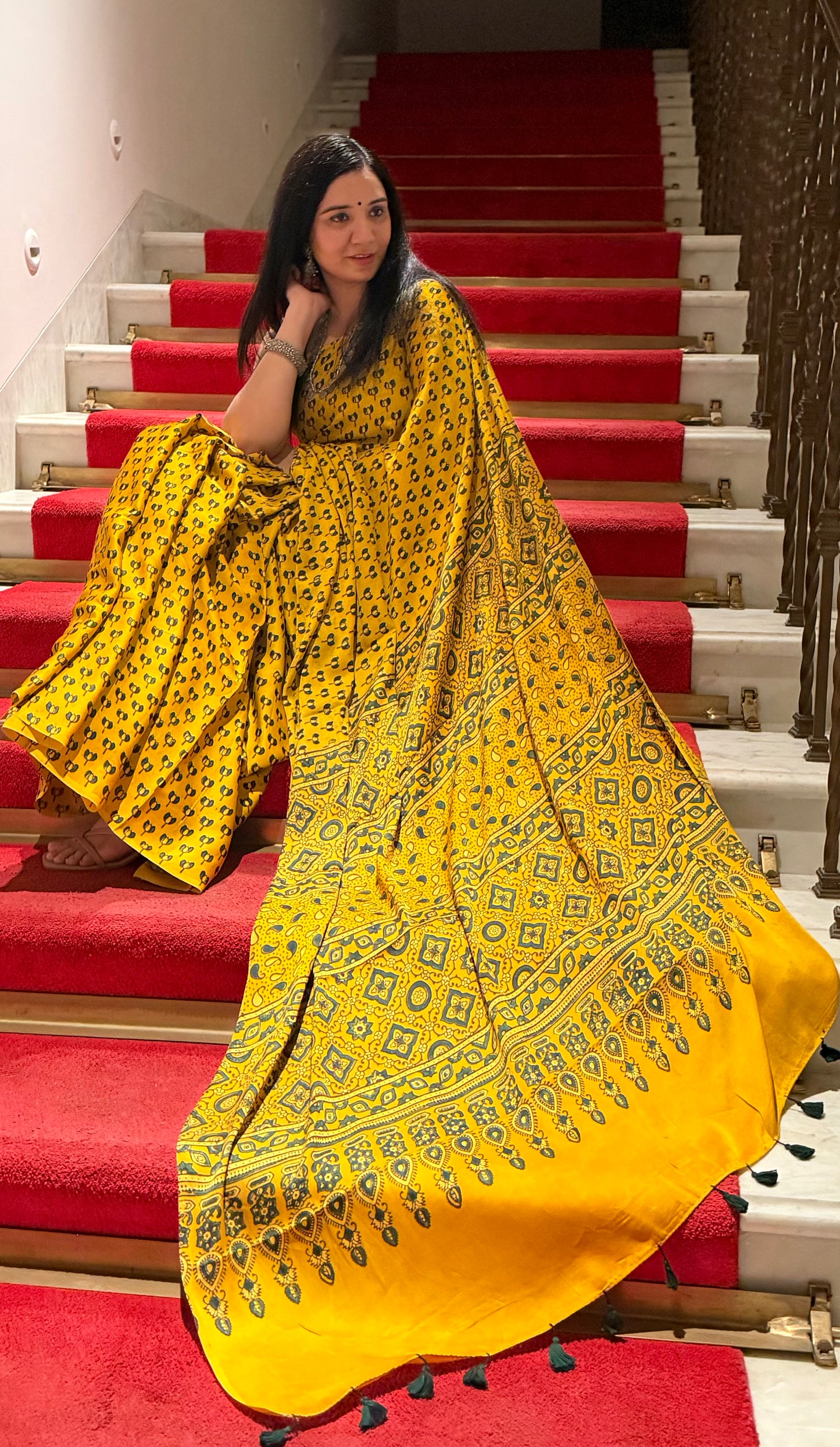 Ajrakh modal silk saree : Ready to ship in 15-20 days