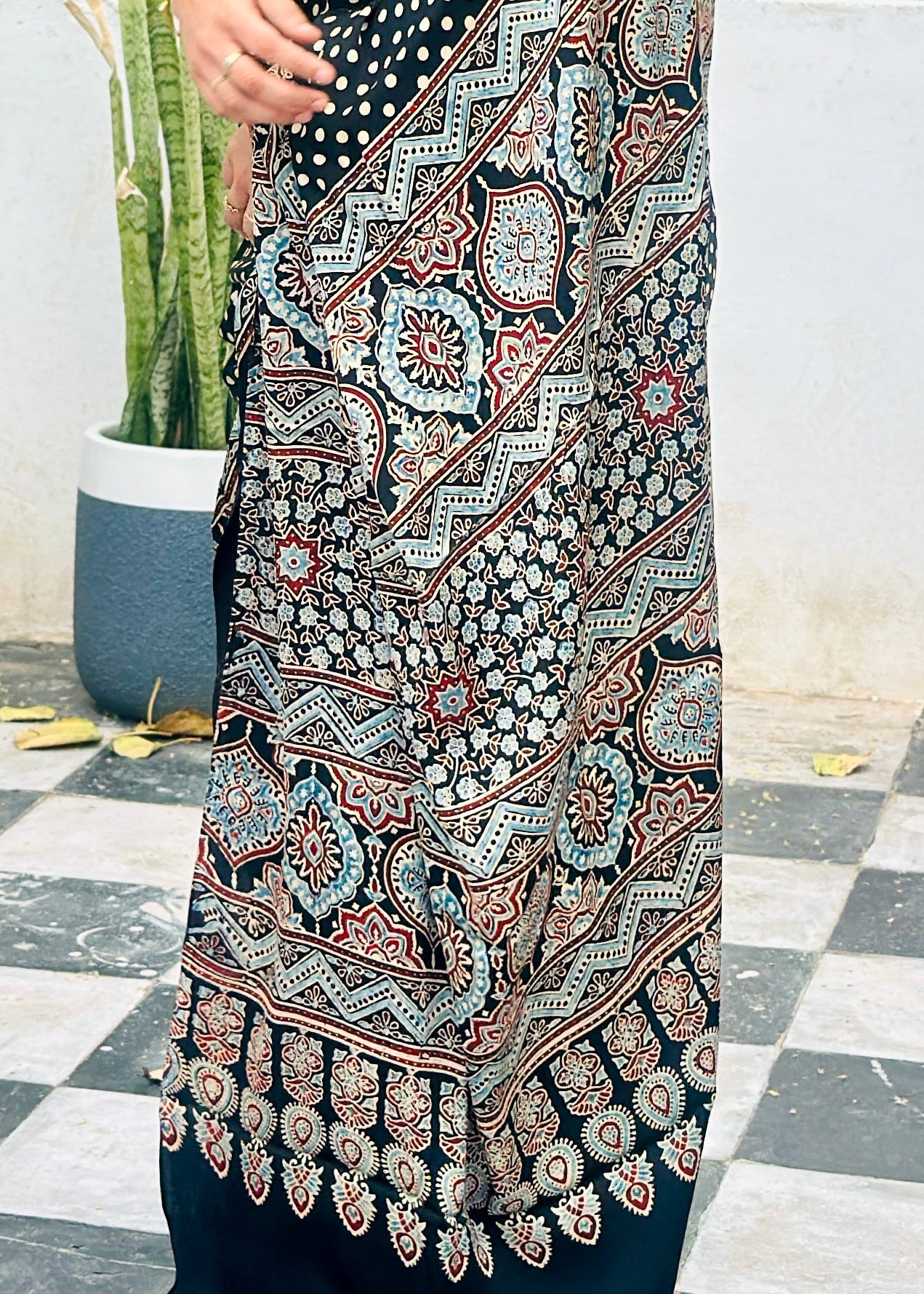 Ajrakh modal silk saree : Ready to ship